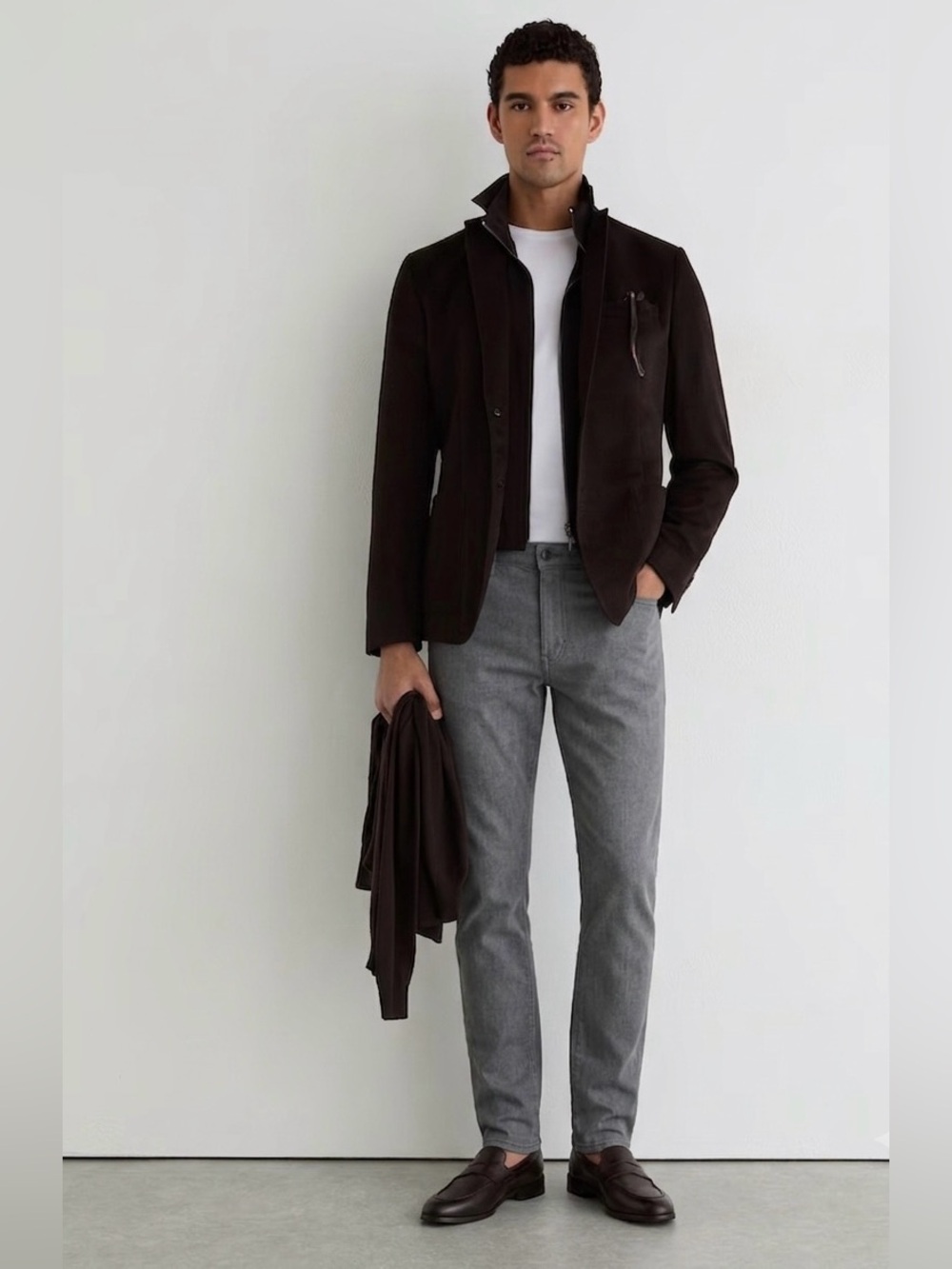 Massimo Dutti premium wool touch slim fit jeans grey